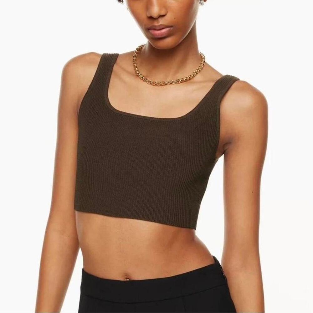 Aritzia Women's Black and Brown Crop-top